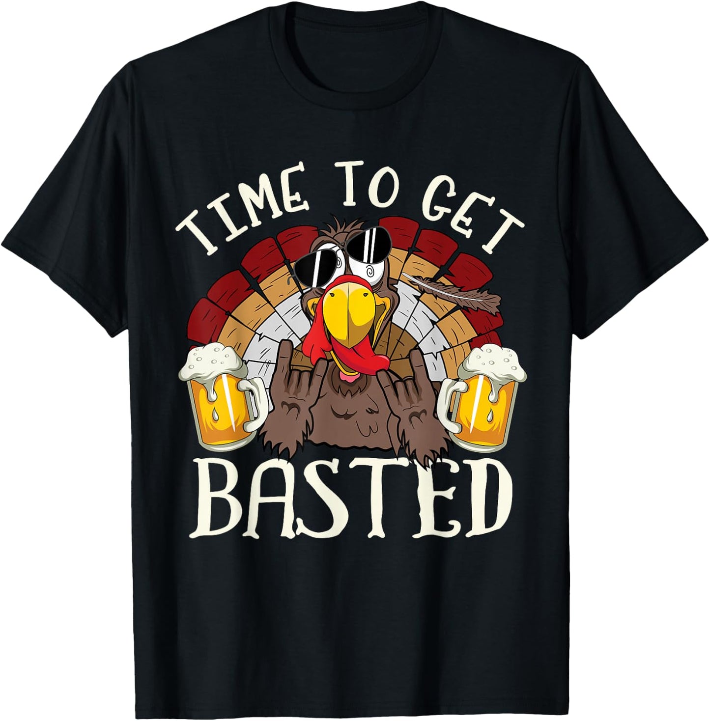 Time To Get Basted Shirt Beer Costume Let's Get Adult Turkey T-Shirt - T-Shirt | Black
