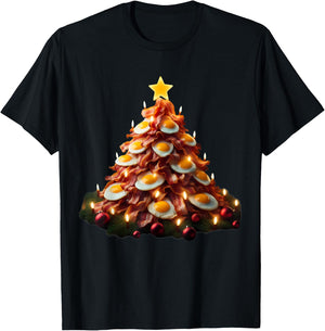 Bacon Christmas Tree With Eggs Carnivore Keto Meat Lover Fun T-Shirt - T-Shirt | Black