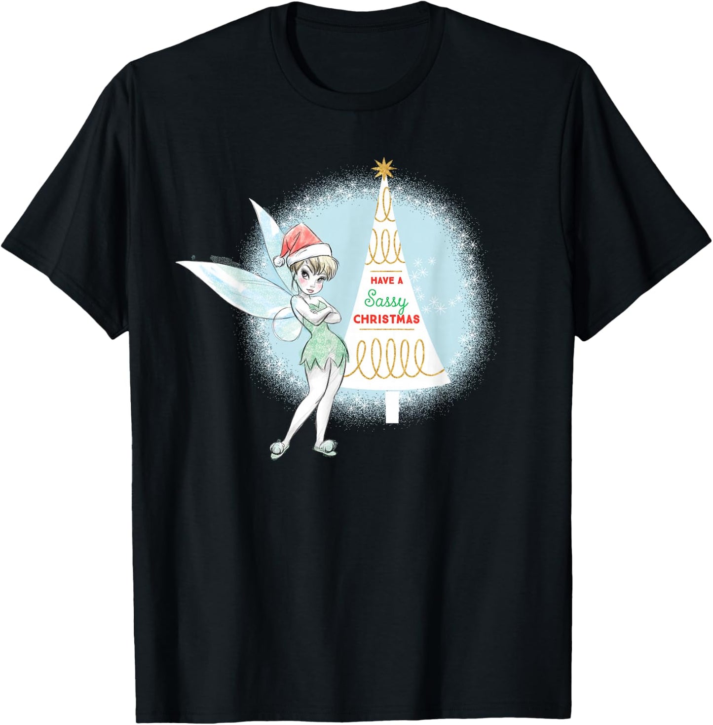 Disney Tinker Bell Sassy Christmas Holiday T-Shirt - T-Shirt | Black