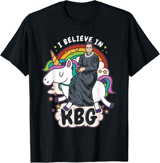 I Believe In RBG Unicorn Feminist T-Shirt - T-Shirt | Black