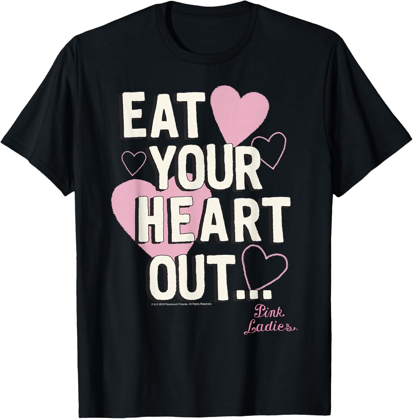 Grease Pink Ladies Eat Your Heart Out T-Shirt - T-Shirt | Black