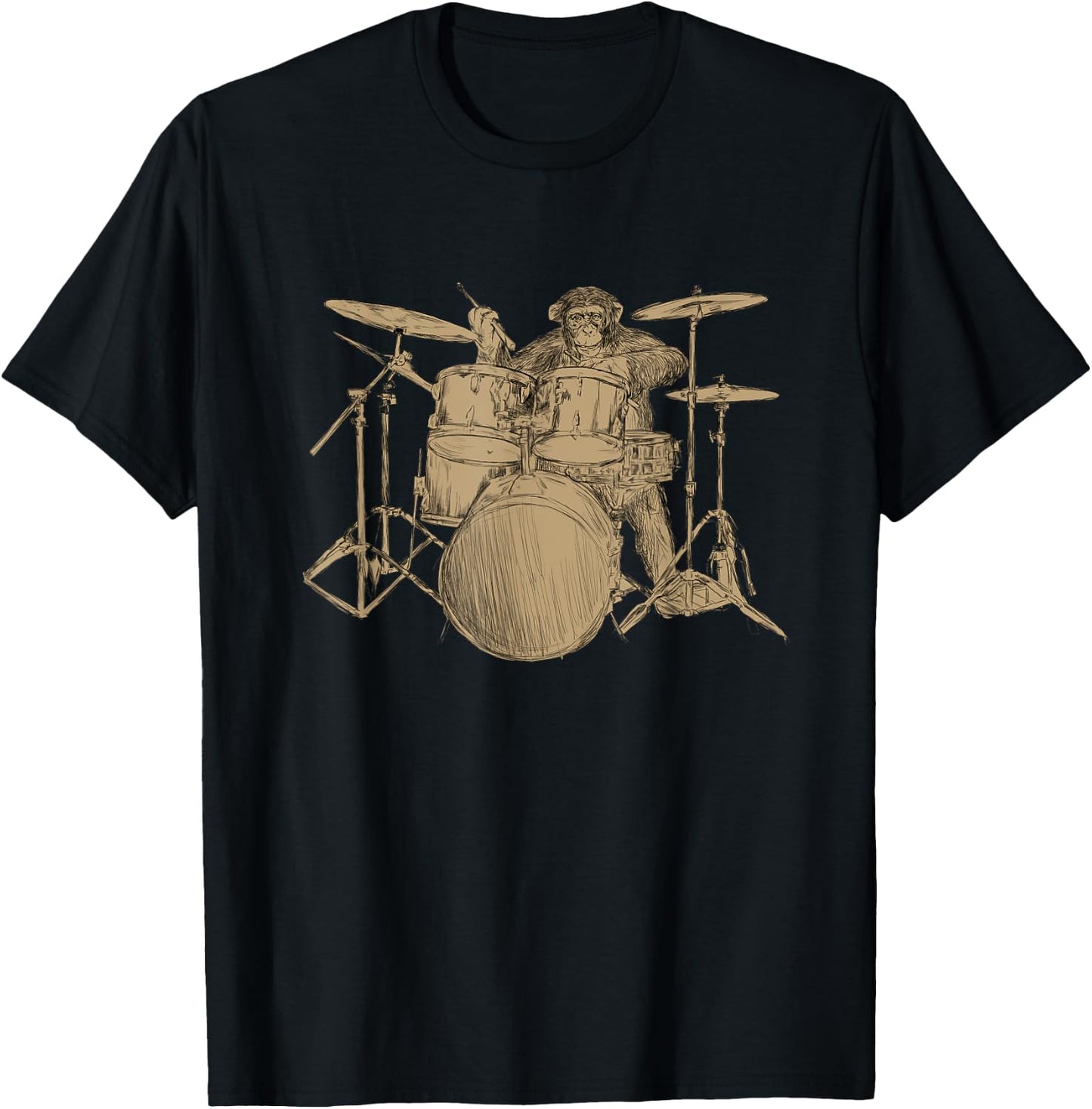 Drummer Shirt Men Monkey Lover Gift Drummer Musician T-Shirt - T-Shirt | Black
