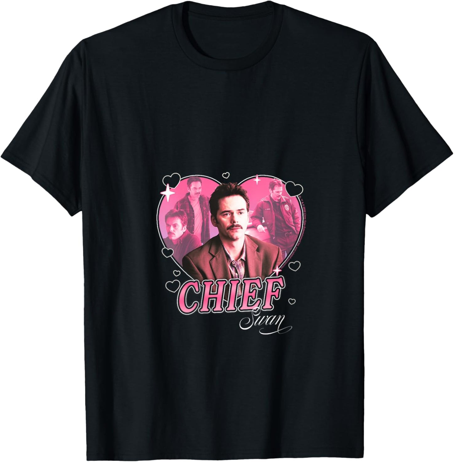 Women's Twilight Chief Charlie Swan Hearts Dad Crush Movie V-Neck T-Shirt - T-Shirt | Black