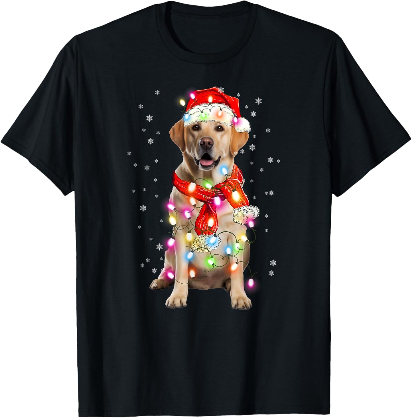 Labrador Retriever Dog Santa Clause Hat Xmas Christmas T-Shirt - T-Shirt | Black