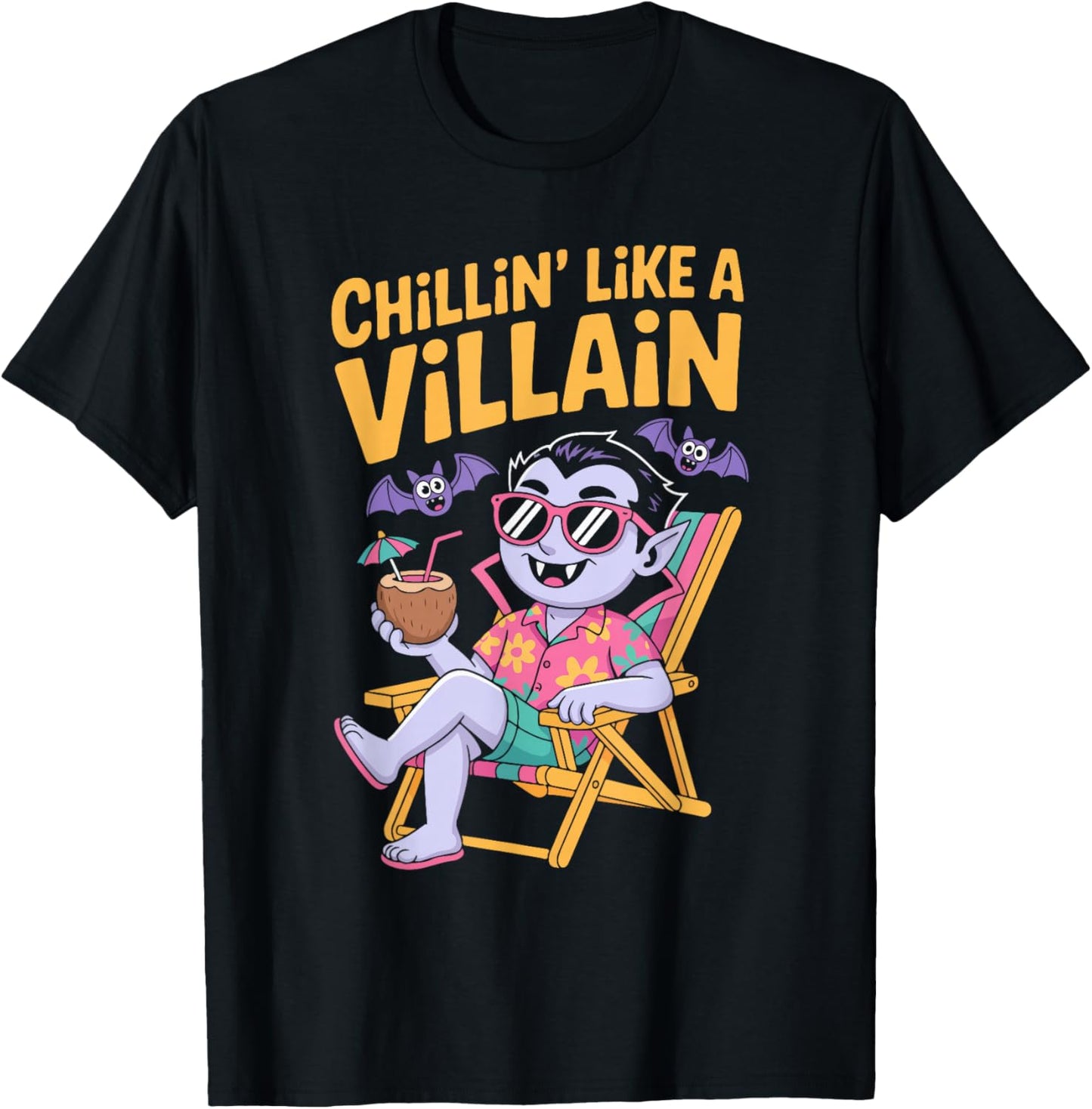 Chillin' Like A Villain Summerween Halloween Fun T-Shirt - T-Shirt | Black