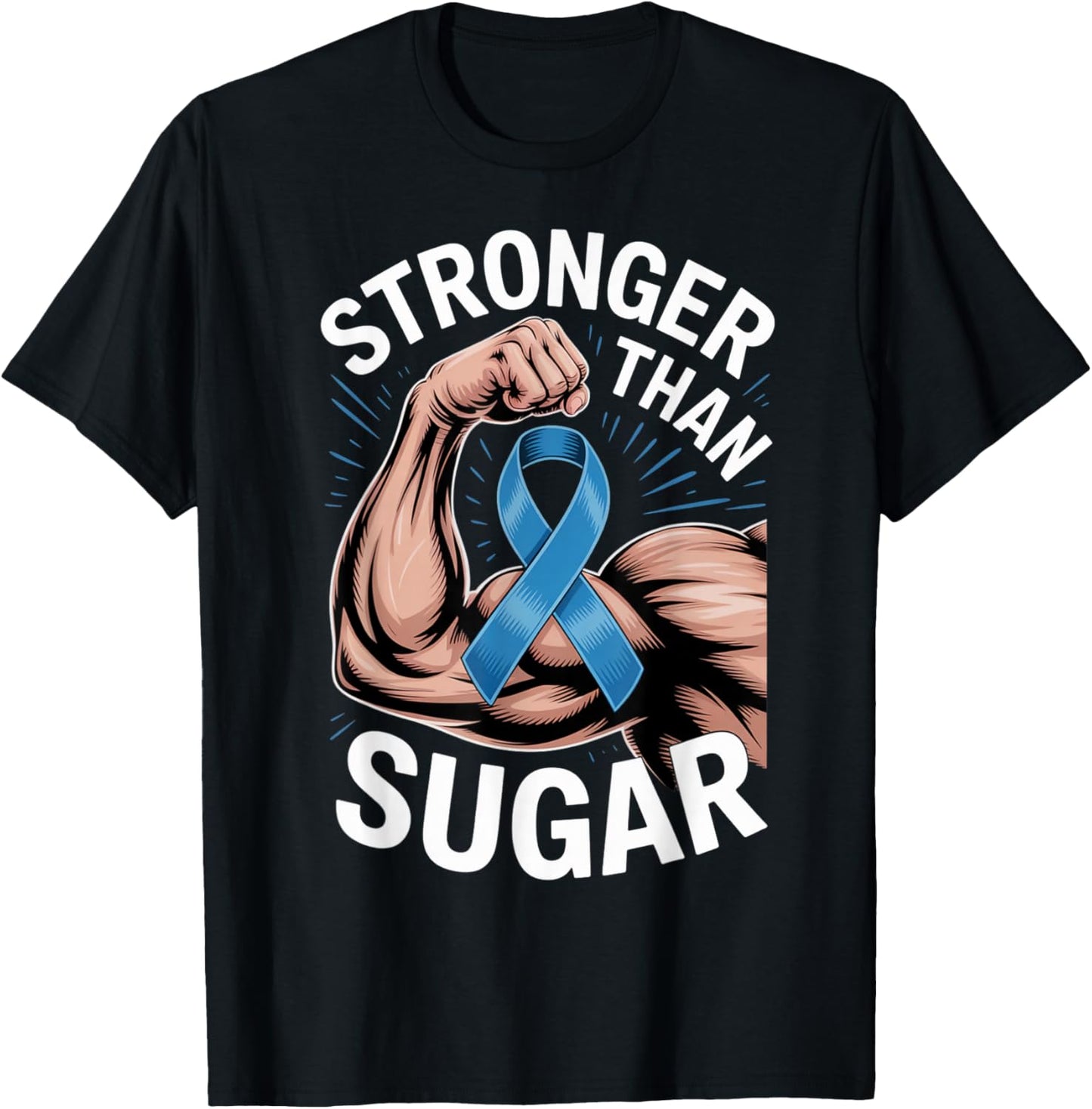 Workout Fitness Stronger Than Sugar Diabetes Awareness Crew T-Shirt - T-Shirt | Black