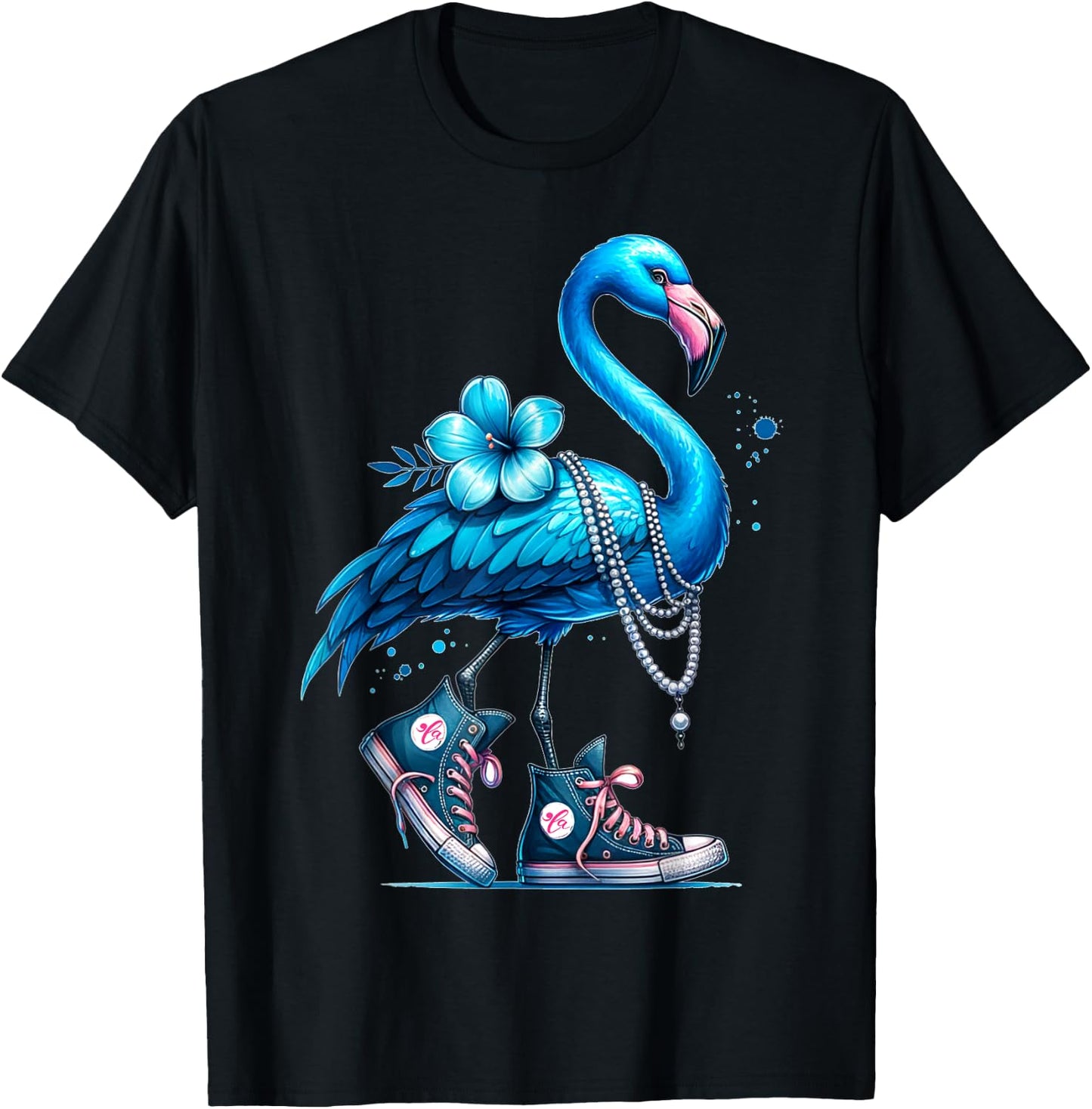 Flamingo Chucks And Pearls Comma La Kamala 2024 T-Shirt - T-Shirt | Black