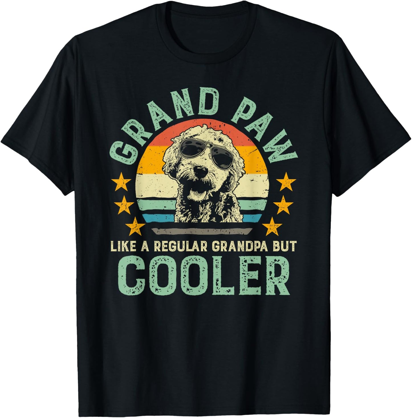 Grand Paw Like Regular Grandpa But Cooler Doodle Lover Shirt T-Shirt - T-Shirt | Black