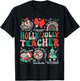 Holly n Jolly Teacher Christmas Coquette Bow Retro Xmas Pjs T-Shirt - T-Shirt | Black