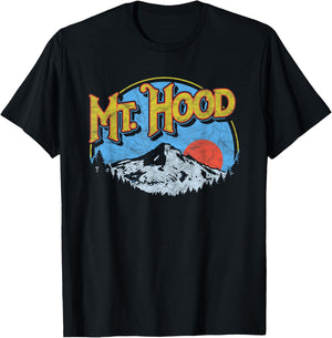 Vintage Mt Hood Oregon Nature & Outdoors Retro Graphic T-Shirt - T-Shirt | Black