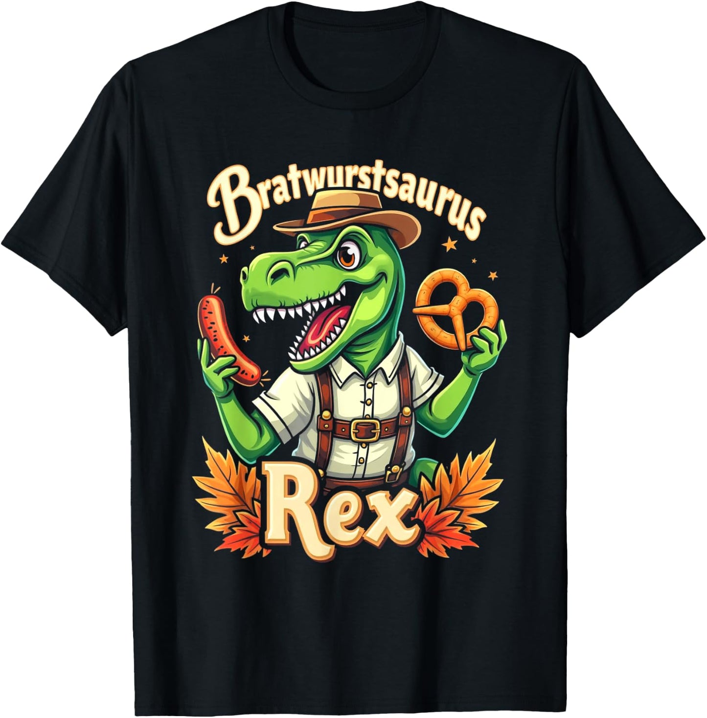 Funny Oktoberfest Dinosaur Lederhosen T-Rex Kids T-Shirt - T-Shirt | Black
