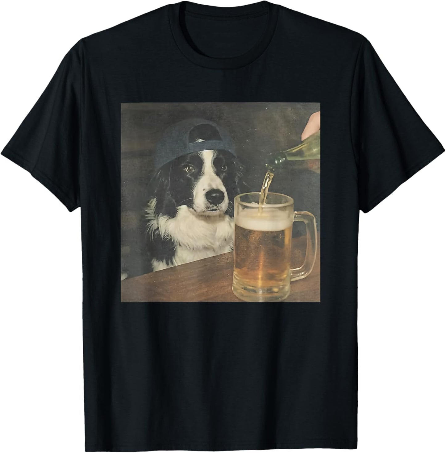 Border Collie Drinking Beer T-Shirt - T-Shirt | Black