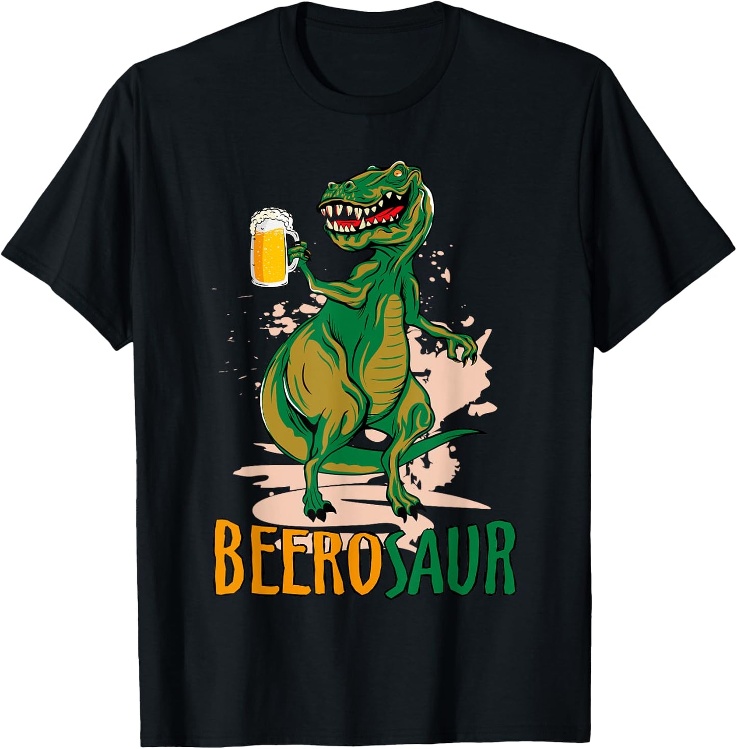 Beerosaur Dinosaur Drinking Beer - Funny Beerosaurus T-Shirt - T-Shirt | Black