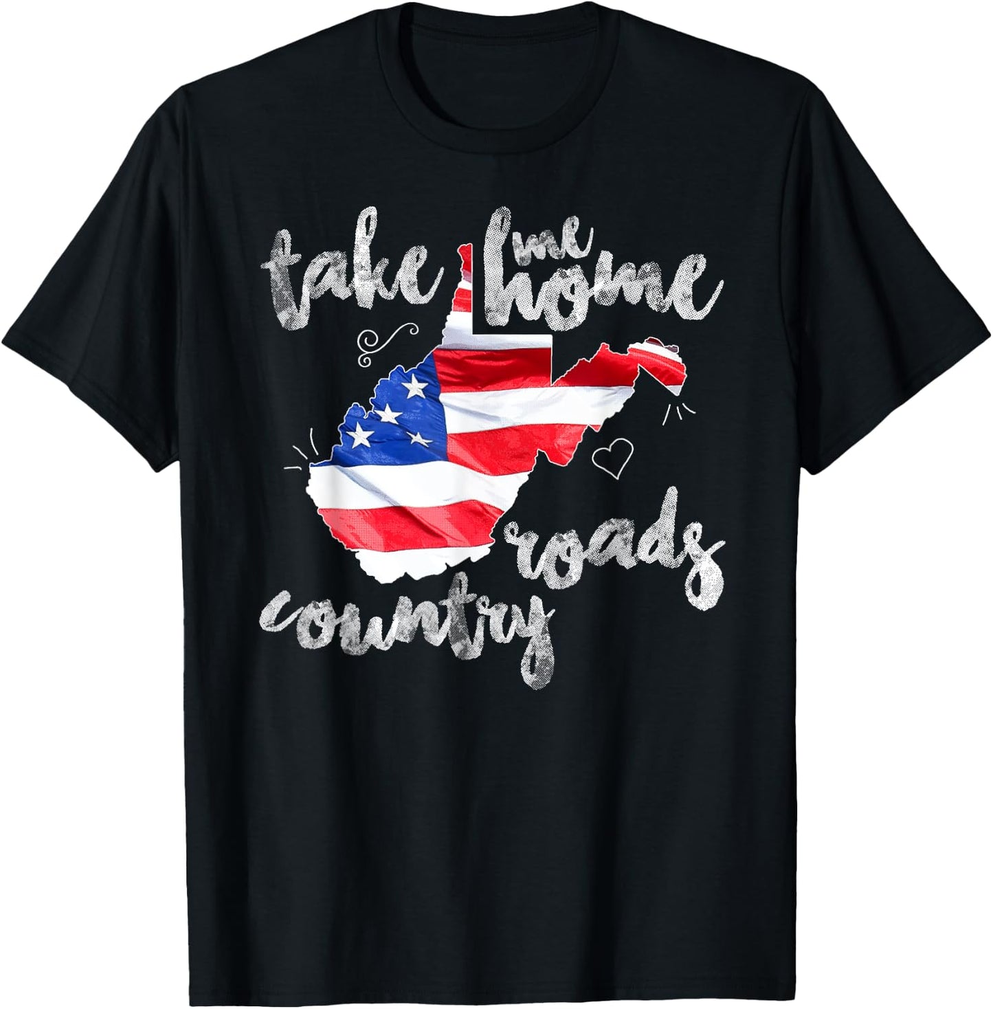 WV Country Roads Enlarged Version West Virginia T-Shirt - T-Shirt | Black