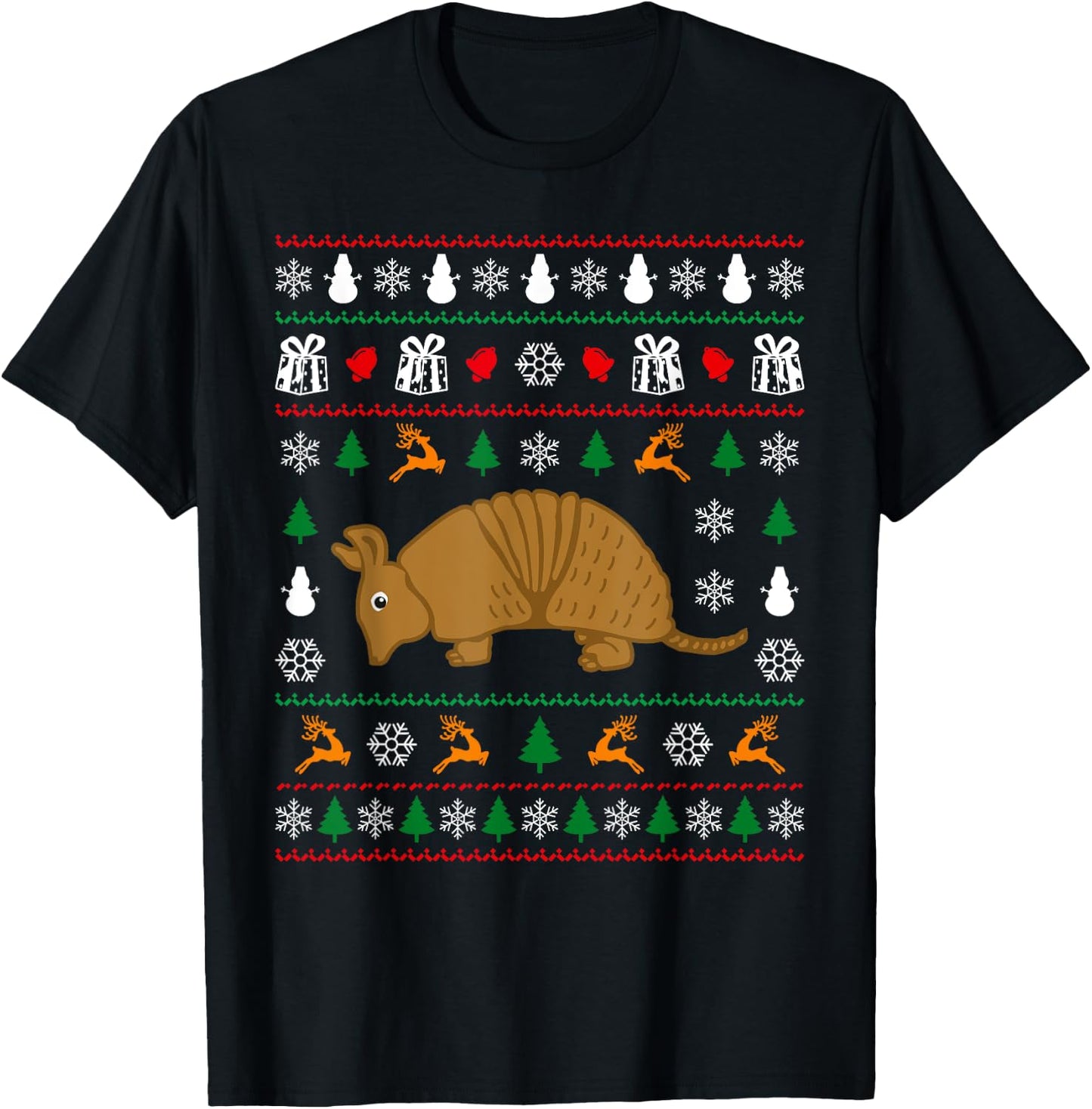 Armadillo Ugly Funny Christmas Humor Winter Animal Holiday T-Shirt - T-Shirt | Black