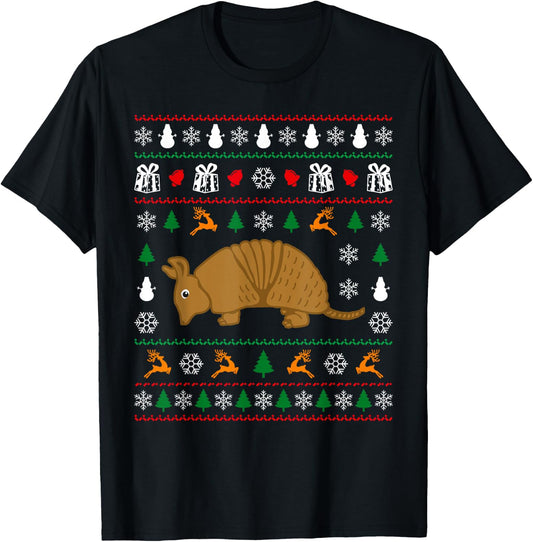 Armadillo Ugly Funny Christmas Humor Winter Animal Holiday T-Shirt - T-Shirt | Black