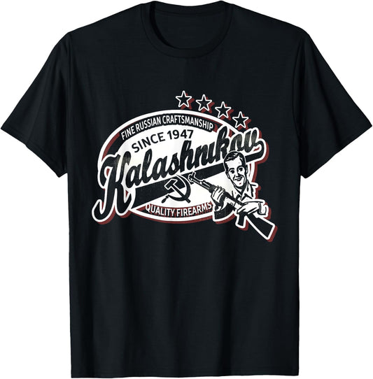 Soviet Kalashnikov AK-47 Vintage USSR Russian Rifle Gun CCCP T-Shirt - T-Shirt | Black