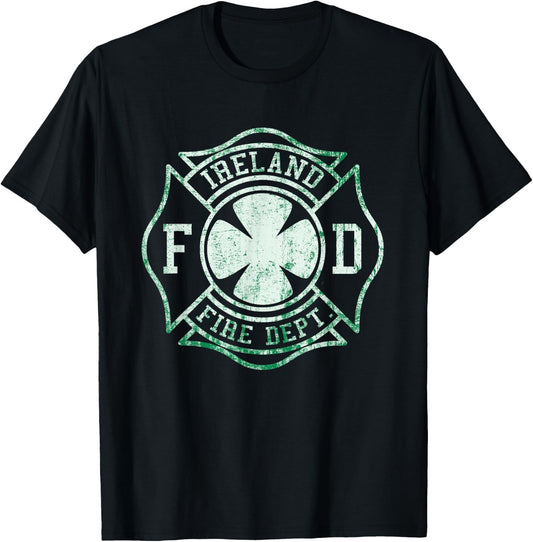 Ireland Fire Department Irish Firefighter T Shirt T-Shirt - T-Shirt | Black