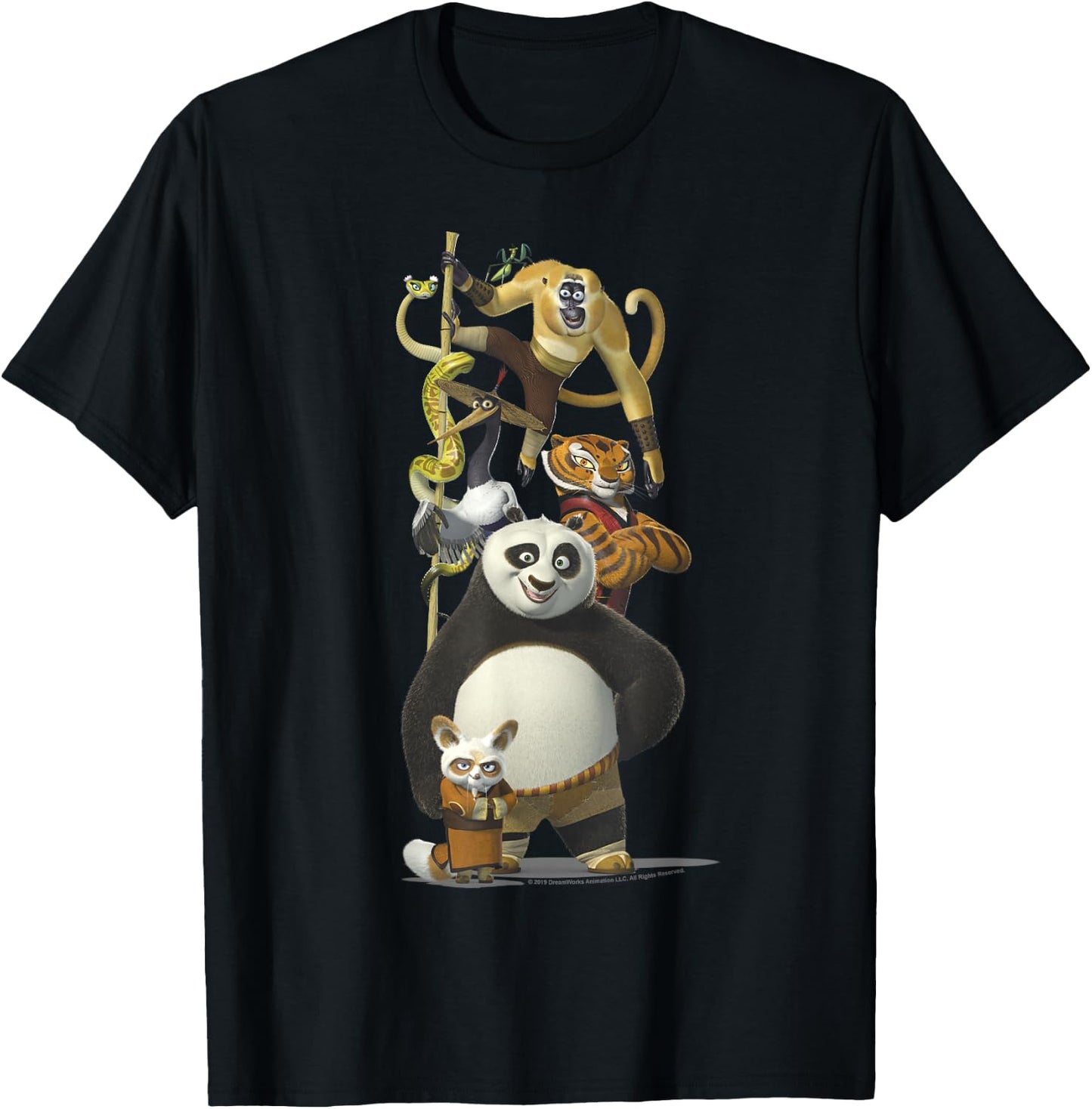 Kung Fu Panda Po and The Furious Five Portrait T-Shirt - T-Shirt | Black