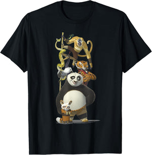 Kung Fu Panda Po and The Furious Five Portrait T-Shirt - T-Shirt | Black