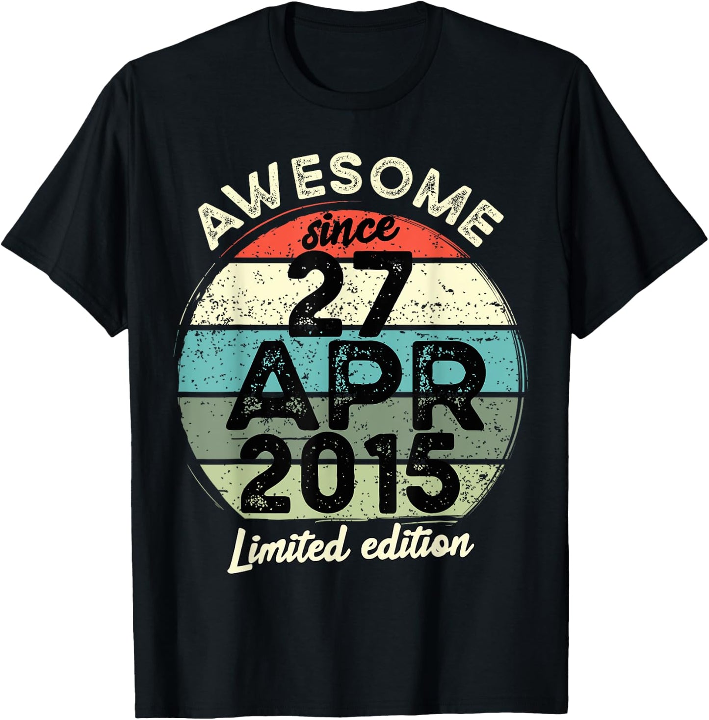 27 April 2015 10th Birthday 10 Year Old 2025 Birthday T-Shirt - T-Shirt | Black