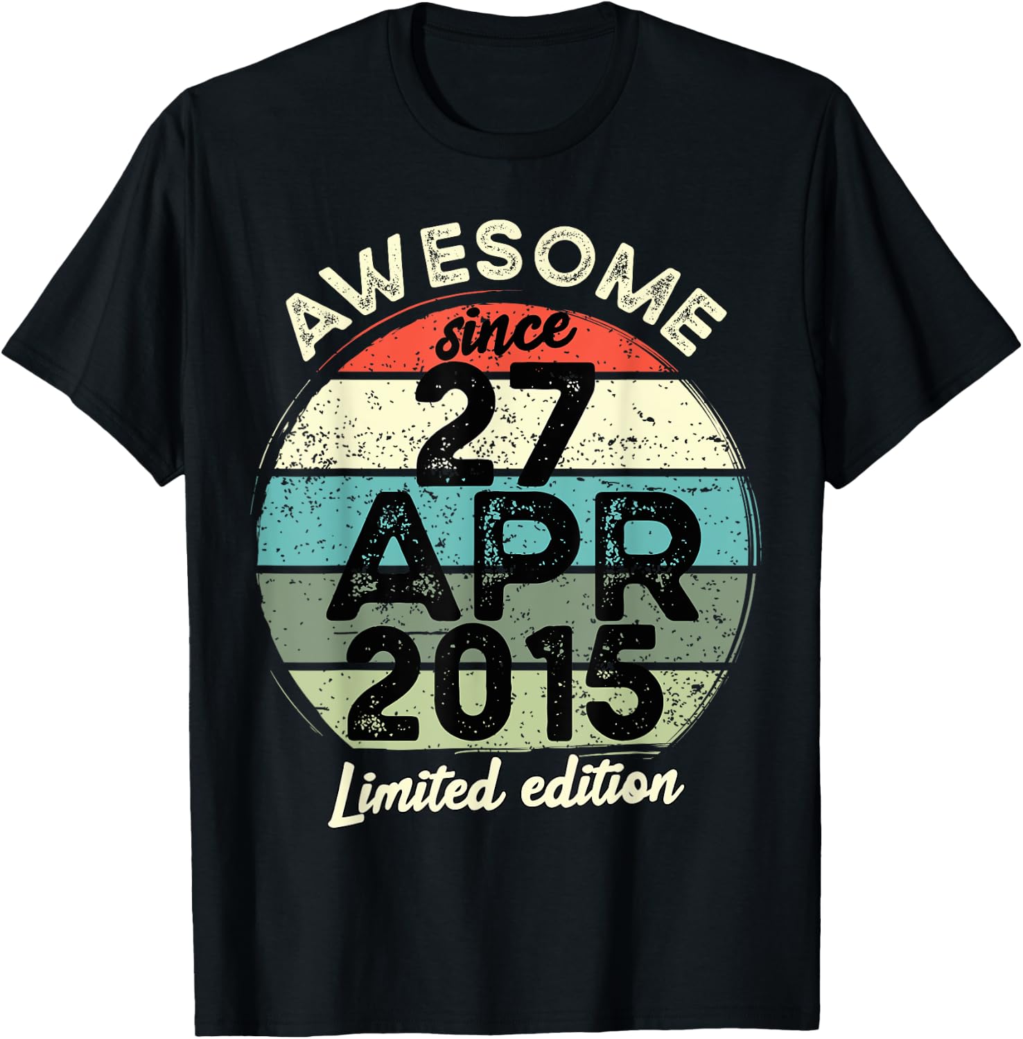 27 April 2015 10th Birthday 10 Year Old 2025 Birthday T-Shirt - T-Shirt | Black
