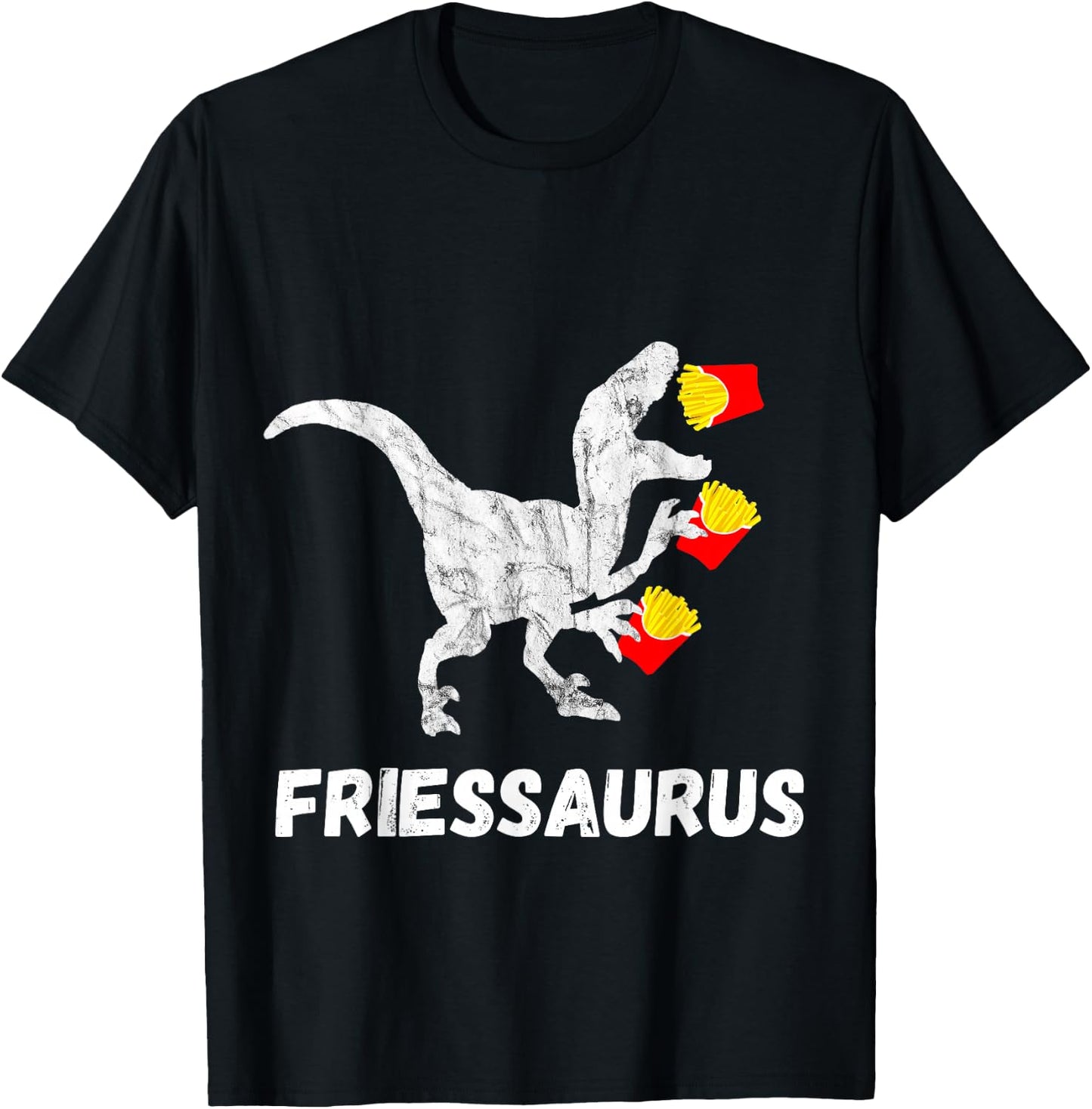 French Fries Saurus Potato Fry Dinosaur Fastfood T Rex T-Shirt - T-Shirt | Black