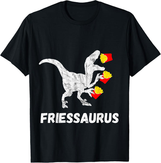 French Fries Saurus Potato Fry Dinosaur Fastfood T Rex T-Shirt - T-Shirt | Black