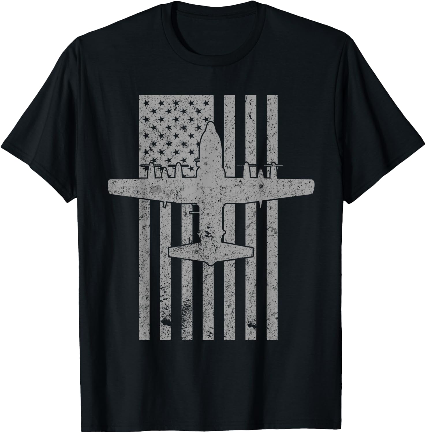 AC-130 Spectre Spooky Gunship Airplane Vintage Flag T-Shirt - T-Shirt | Black
