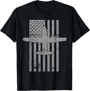 AC-130 Spectre Spooky Gunship Airplane Vintage Flag T-Shirt - T-Shirt | Black