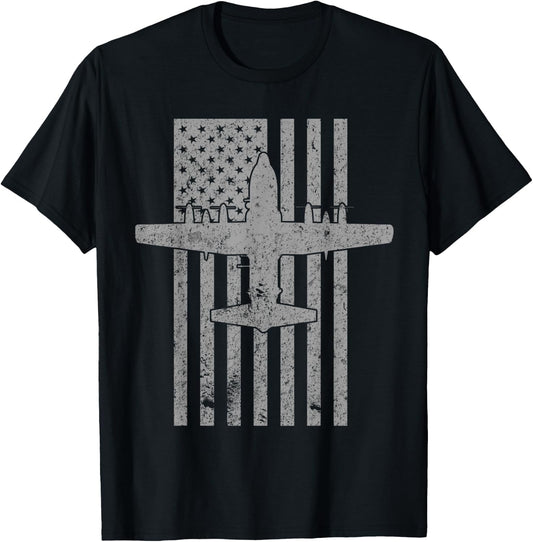 AC-130 Spectre Spooky Gunship Airplane Vintage Flag T-Shirt - T-Shirt | Black