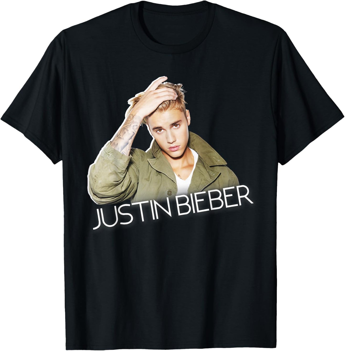 Justin Bieber Official Cut Out Jacket Small T-Shirt - T-Shirt | Black