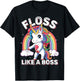 Unicorn Floss Like A Boss T shirt Girls Rainbow Flossing T-Shirt - T-Shirt | Black