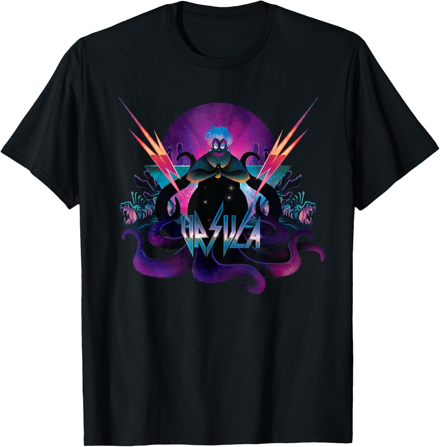 Disney Villains Ursula 90s Rock Band Neon T-Shirt - T-Shirt | Black