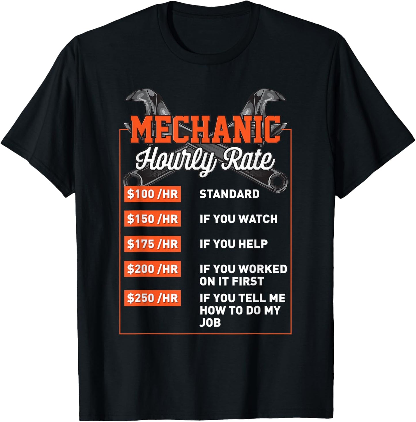 Mechanic Hourly Rate Shirt Mechanic Labor Rates Men's T-Shirt - T-Shirt | Black
