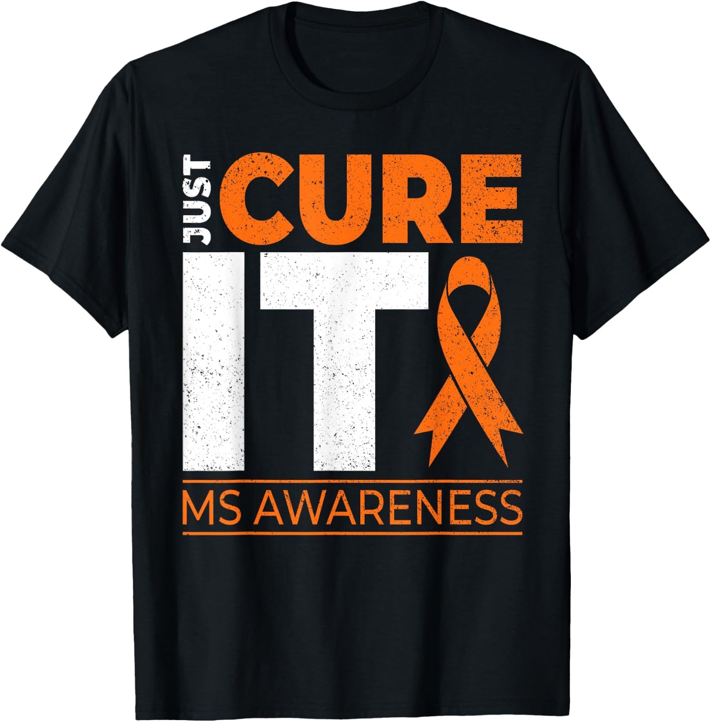 Just Cure It MS Multiple Sclerosis Awareness Ribbon T-Shirt - T-Shirt | Black