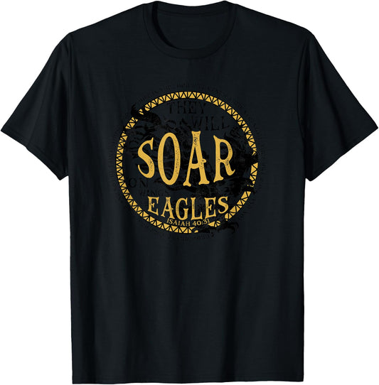 Soar on Wings Like Eagles Isaiah 40:31 Men's Christian T-Shirt - T-Shirt | Black