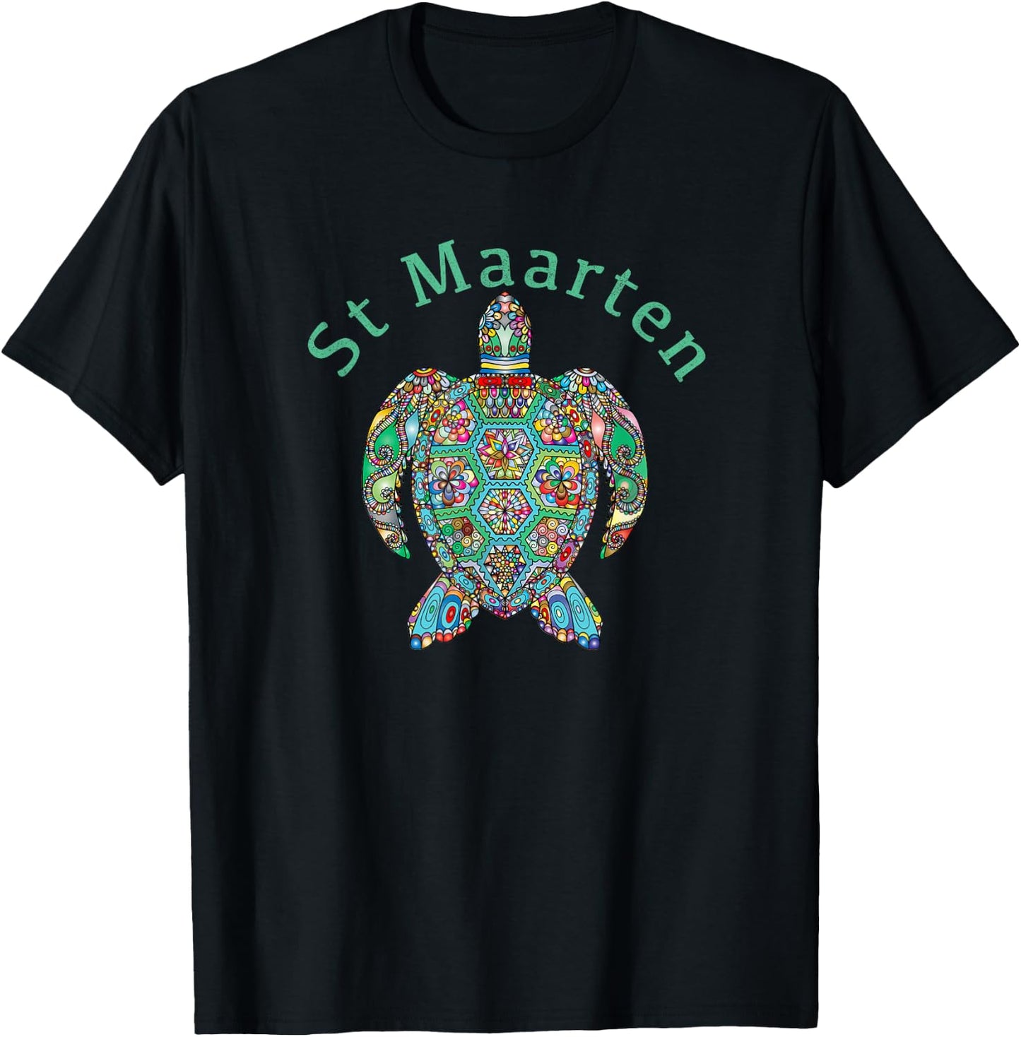 St Maarten Tribal Turtle Gift T-Shirt - T-Shirt | Black