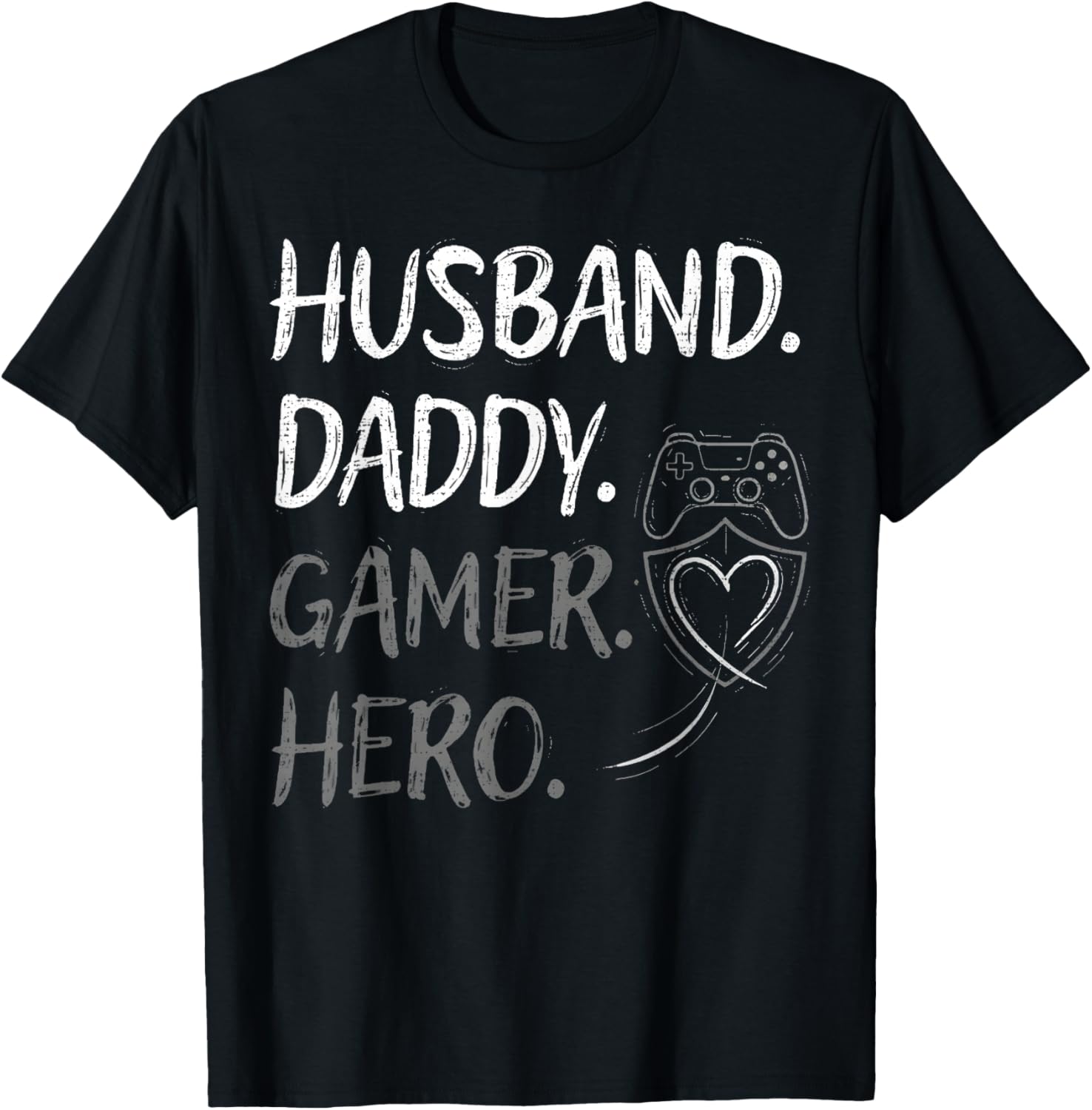Husband Daddy Gamer Hero Family Gaming Design T-Shirt - T-Shirt | Black