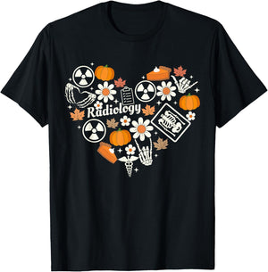 Radiology Fall Heart Xray Tech Autumn Pumpkin Thanksgiving T-Shirt - T-Shirt | Black