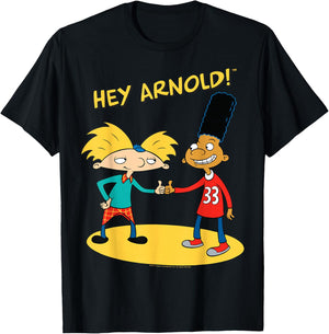 Hey Arnold Characters Handshake T-Shirt - T-Shirt | Black