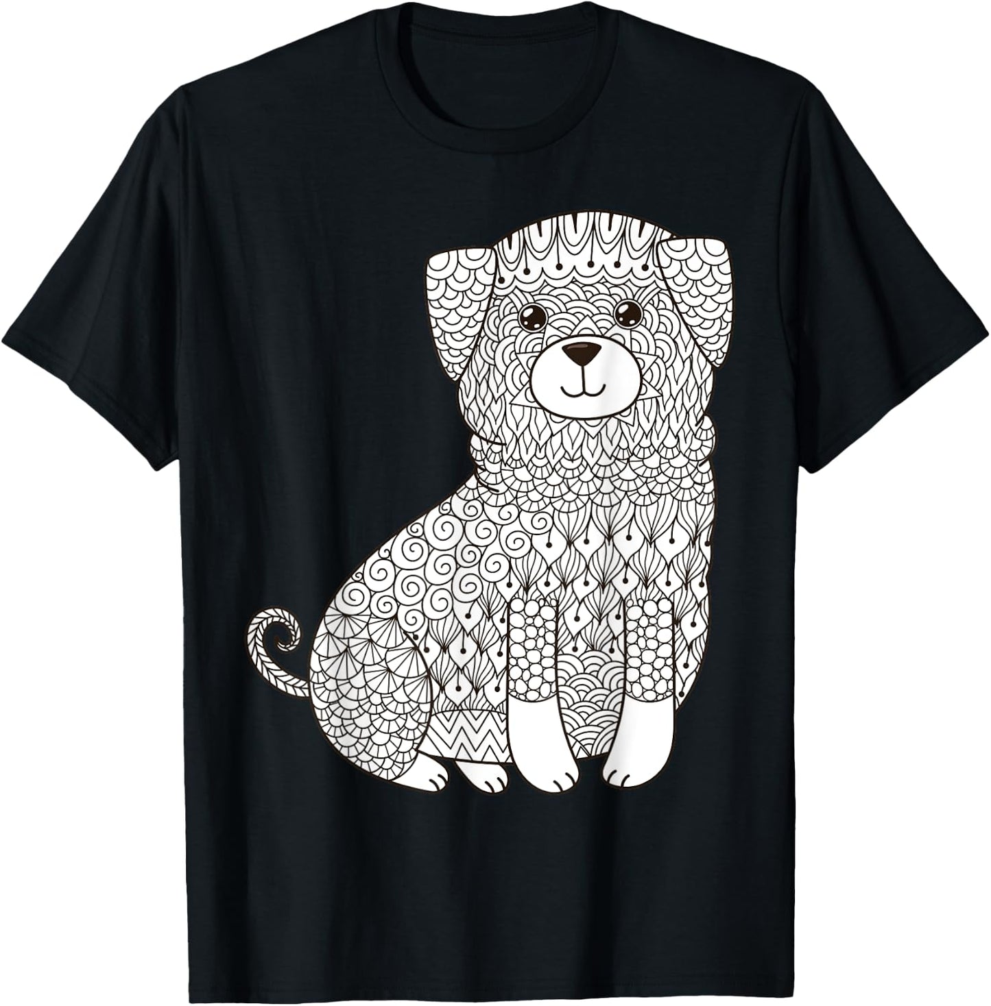 Lovable Mutt Dog - Color Your Own Colorific Design Women Kids T-Shirt - T-Shirt | Black