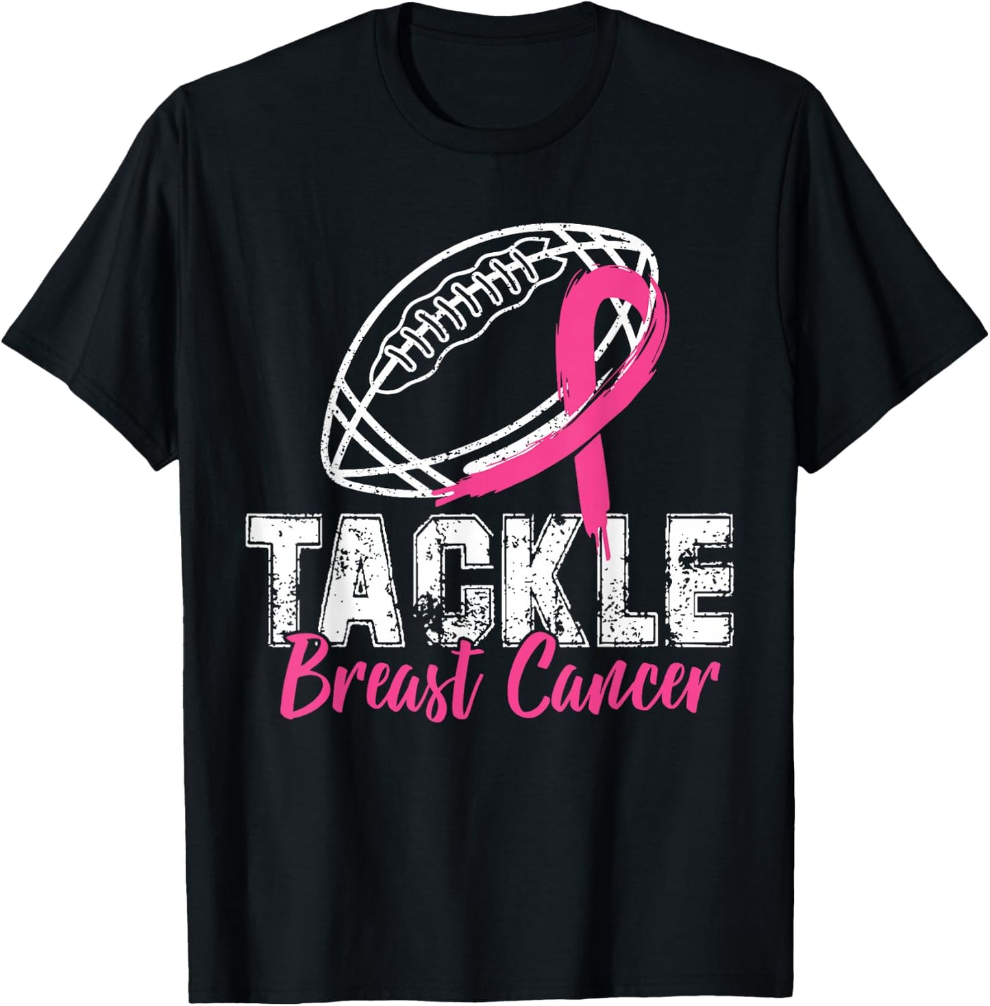Tackle Breast Cancer Shirt Awareness Football Survivor Gift T-Shirt - T-Shirt | Black