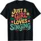 Just a Girl Who Loves Singing Vintage Music Gifts for Girls T-Shirt - T-Shirt | Black
