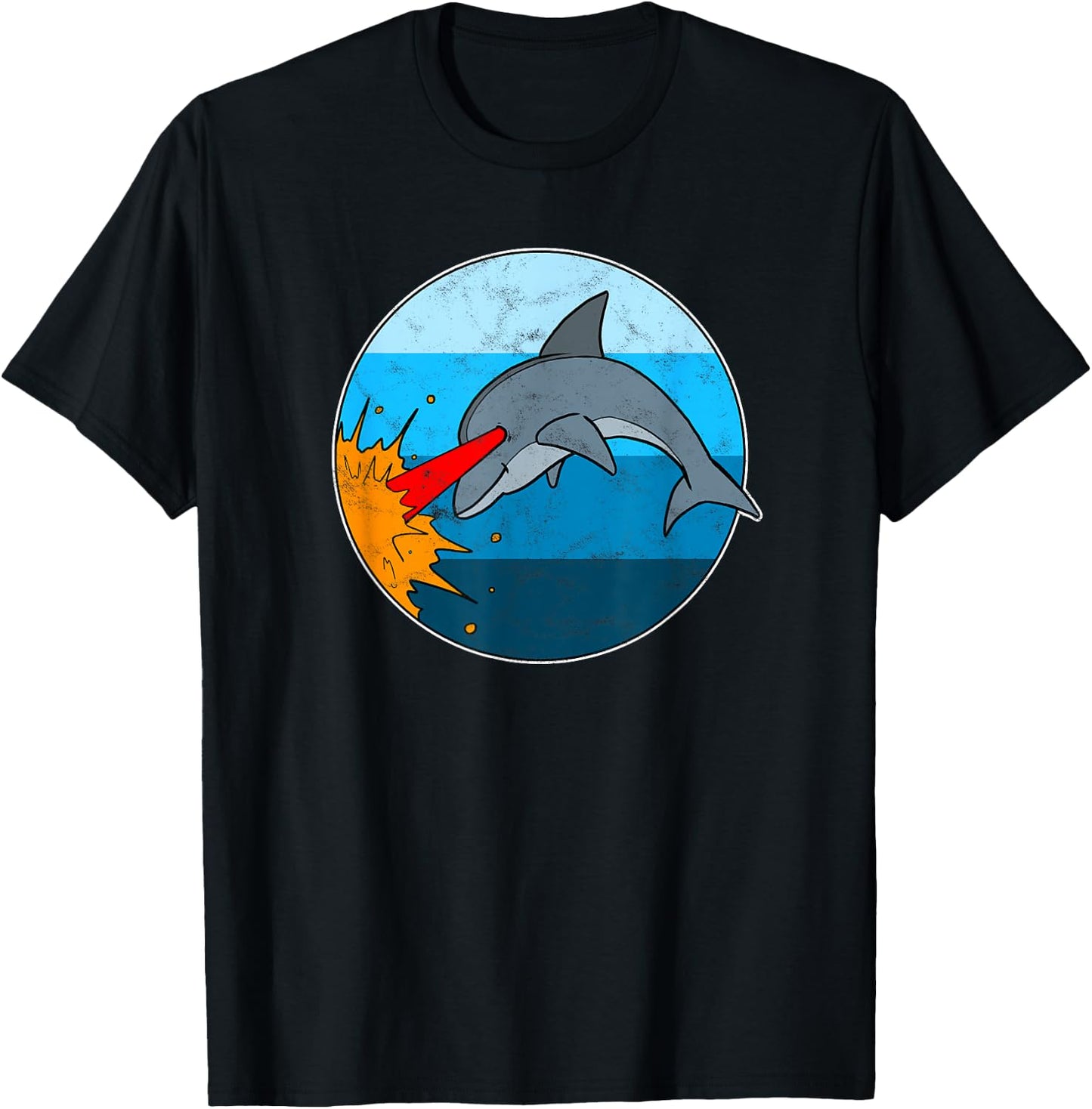 Retro Laser Dolphin Funny 80s Dolphin T-Shirt - T-Shirt | Black
