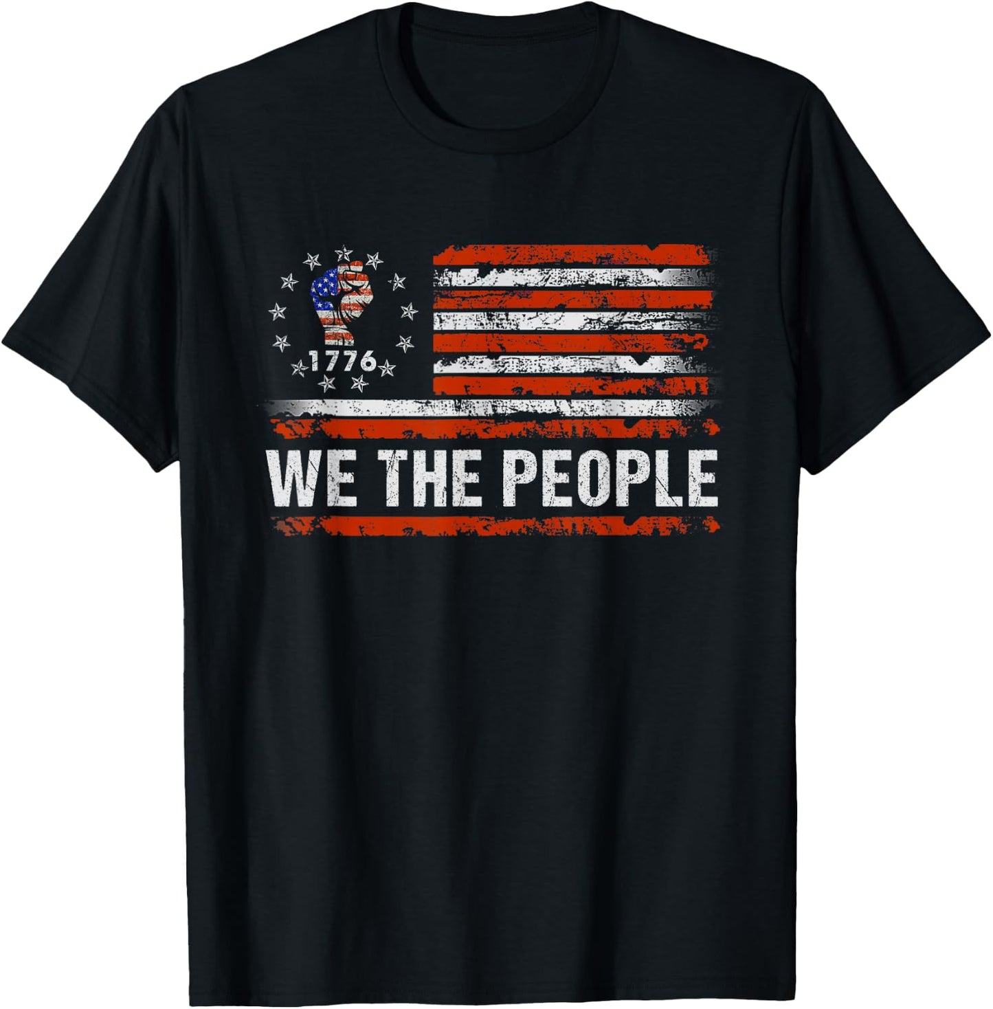 We The People Amercan Flag Patriotic USA Men Women Boy Girl T-Shirt - T-Shirt | Black