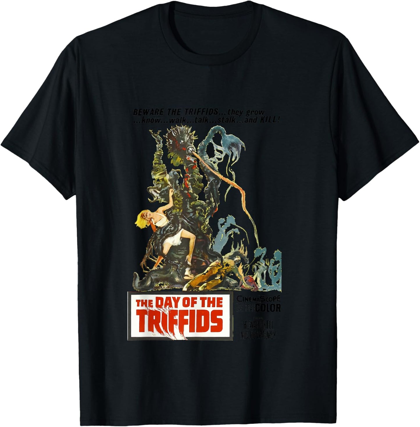 The Day of the Triffids, Sci-fi horror monster movie poster T-Shirt - T-Shirt | Black