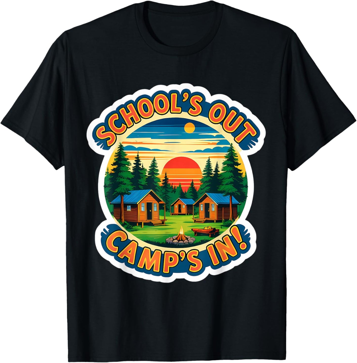 School's Out Camp's In Student Kids Boys Girls Summer Break T-Shirt - T-Shirt | Black