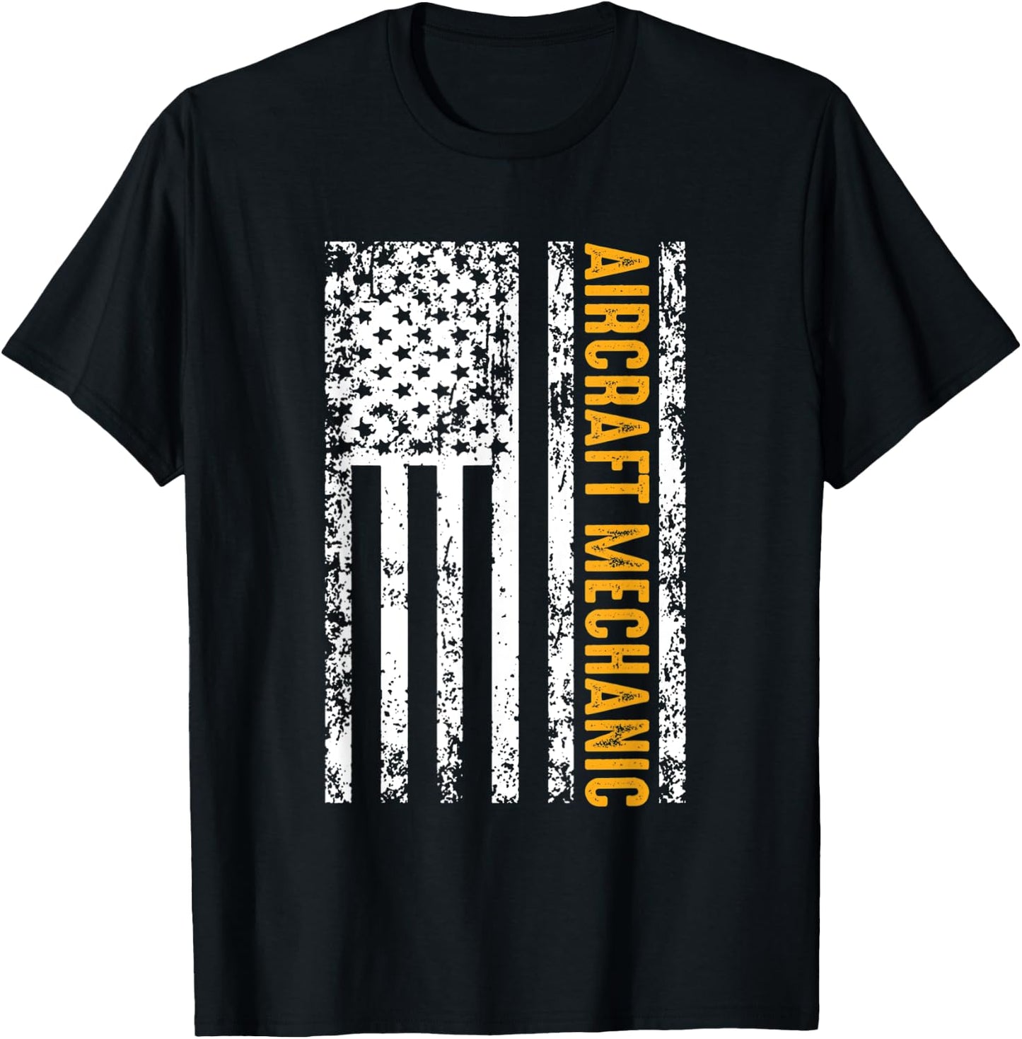 Aircraft Mechanic USA Flag Airplane Gift Men T-Shirt - T-Shirt | Black