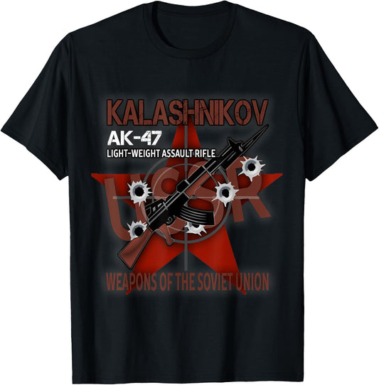 Soviet Kalashnikov AK-47 Vintage USSR Russian Rifle Gun CCCP T-Shirt - T-Shirt | Black